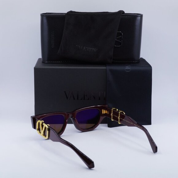Valentino V-DUE VLS-103B Cat Eye Sunglasses - Bordeaux/Dark Brown